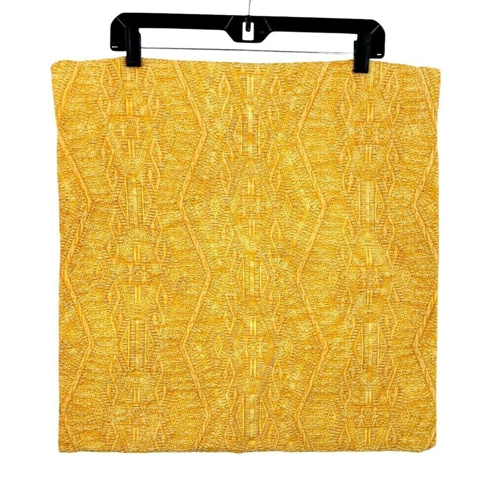 Pier One Cotton Throw Pillow Covers Yellow 20 x 20 Boho Embroidered Set Of 2 U4